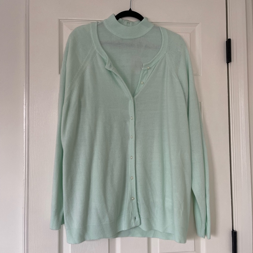 vintage layered sweater with pearls (plus size)